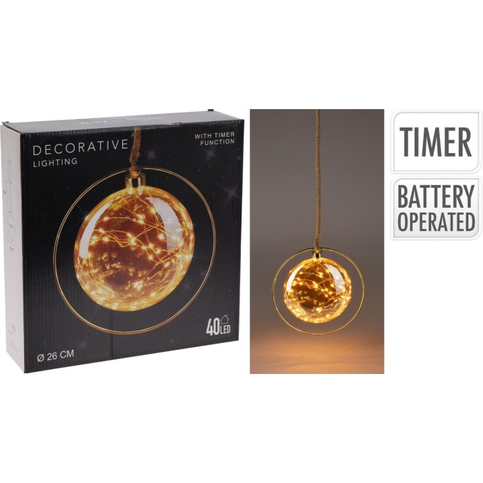 SFERA VETRO LED 18CM AMBRA